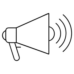 Vector art of outline icon of a megaphone with sound waves