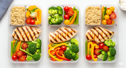 Meal Prep Containers with Grilled Chicken & Veggies &ndash; Healthy Weekly Planning Made Easy, Balanced Lunch Boxes for Fitness & Busy Schedules