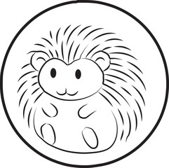 Cute Minimalist Hedgehog Line Art