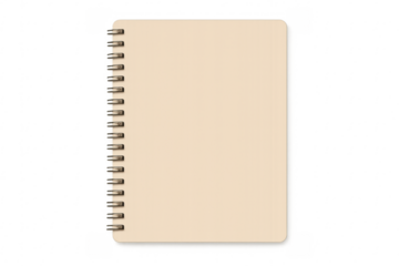 Blank spiral notebook with natural paper on transparent background