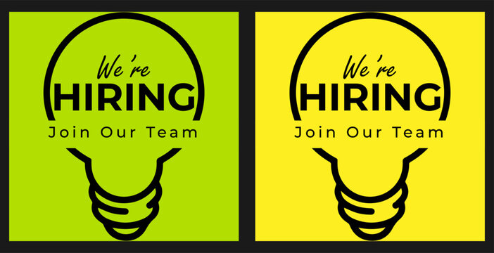 We are hiring job vacancy social media post banner design template with green and black color. We are hiring job vacancy square web banner design. - Powered by Adobe