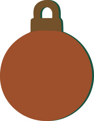  A flat minimalist illustration of a round brown Christmas ornament with a simple cap, designed in warm earthy tones for festive and holiday-themed compositions.