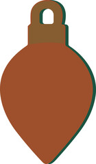  A simple flat illustration of a brown Christmas ornament in a classic teardrop shape, designed in a minimalist festive style for holiday decorations and seasonal compositions.