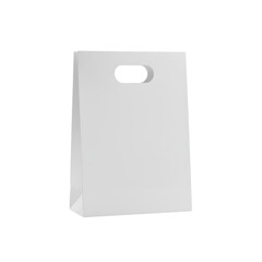 Minimalist white paper bag with handle, studio shot on a transparent background offering versatile
