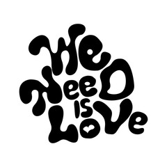 All You Need is Love heart shape lettering