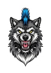 Fototapeta premium A wolf head with a mohawk on its head