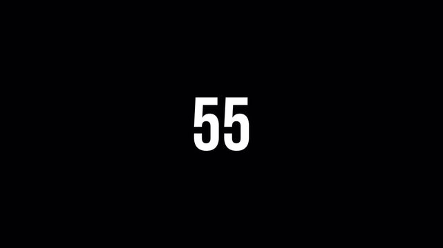 60 Second Abstract Countdown Timer (60-0) | Creative Kinetic Circular Animation | White Digits on Black Background with Alpha Channel for Overlay