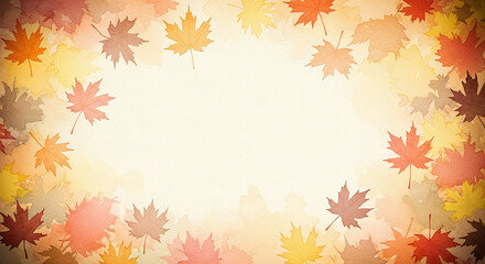 Fototapeta premium Watercolor Autumn Leaves Bordering a Blank Canvas with Warm Tones