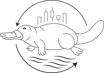 Minimalist Platypus Line Art