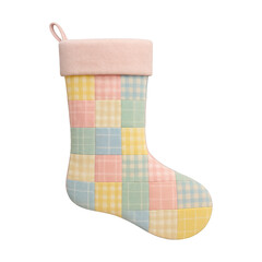 PNG Patchwork pastel Christmas stocking