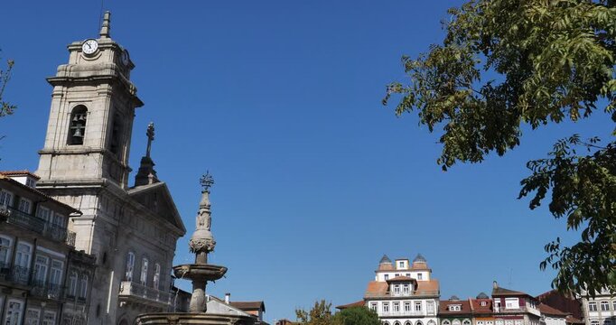 Basilica de Sao Pedro, Largo do Toural square, Guimaraes, Portugal.