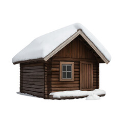 PNG Rustic snowy wooden cabin illustration.