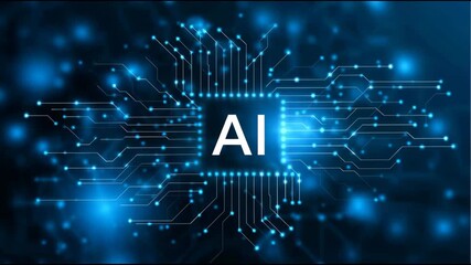 Artificial intelligence technology of future. glowing blue digital network concept showcasing an innovative circuit and processor chip for advanced data processing - Powered by Adobe