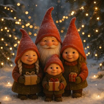 Christmas Gnome Family &ndash; Magical Winter Holiday Moments