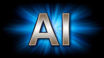 Shiny metallic 3D letter embodying powerful artificial intelligence technology, futuristic concept glowing with blue light and representing innovation for modern digital age - Powered by Adobe