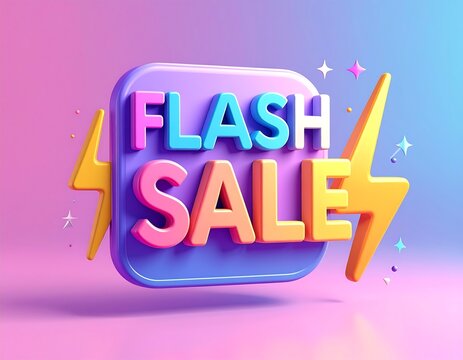 A colorful 3D graphic announcing "FLASH SALE.