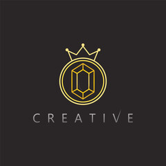 Brilliant crystal diamond vector logo design ideal for jewelry shop or elegant brand identity