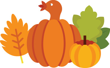 Thanksgiving vector illustration bundle featuring turkey and pumpkins scalable eps icon