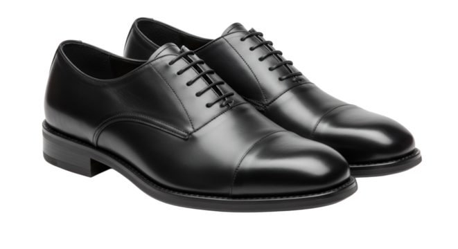 Classic black leather dress shoes with lace-up design  