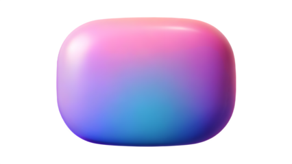 Smooth rounded abstract shape with a vibrant gradient of pink purple and blue colors isolated on transparent background
