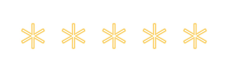 Neon yellow asterisk star line pattern for decoration, highlights, and digital designs. Glowing minimalist divider for planners, scrapbooks, borders, and modern layouts. Bright geometric symbol 