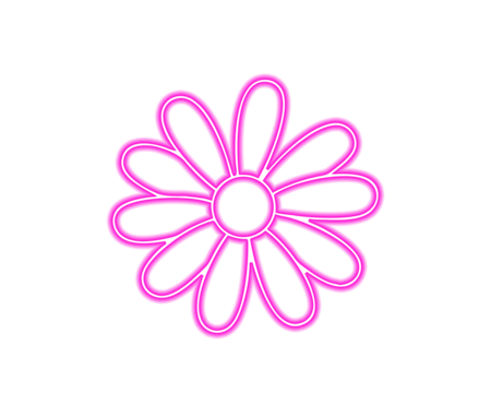 Neon pink daisy flower outline for digital art, crafts, and modern designs. Glowing floral line icon for stickers, planners, and decorative layouts. Bright minimalist blossom graphic for creative 