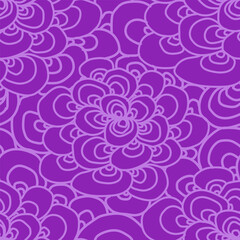 
A seamless pattern with abstract flowing lines forming a floral ornament in purple tones. Vector illustration for your beauty and fashion designs.
