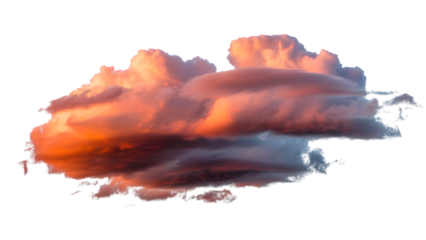 sunset-kissed clouds, nature's ethereal canvas. Isolated on transparent background, png