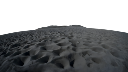 desolate black sand dunes stretching into the horizon. Isolated on transparent background, png 