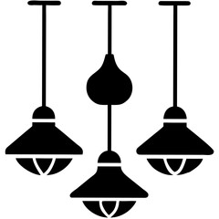 Naklejka premium Pendant Light Icon Vector Illustration | Modern Hanging Lamp Design for Interior and Home Decor