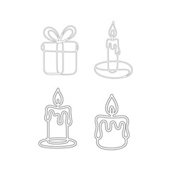 Line art gift and candle illustrations a minimalist holiday scene silhouette