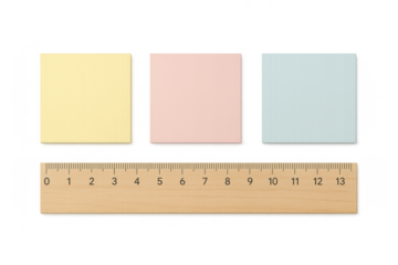 Pastel sticky notes and wooden ruler for office