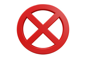 Red prohibition sign isolated on transparent background