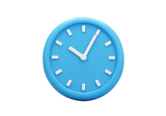 Blue clock face isolated on transparent background
