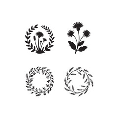 Obraz premium Floral wreath and botanical arrangements presented in a dark silhouette