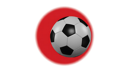 Fototapeta premium A soccer ball positioned within a vibrant red circular shape, evoking sport and national pride.