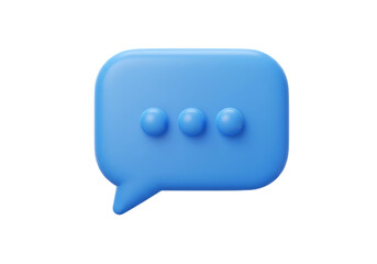 Blue chat bubble with three dots isolated on transparent background