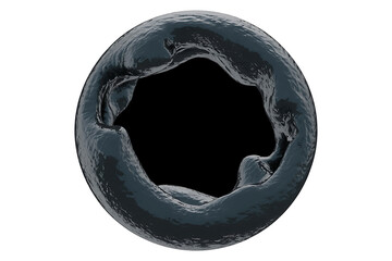 Dark, swirling vortex pulls inward, a mysterious void within a circular form.