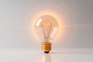 Glowing lightbulb radiates bright illumination, symbolizing innovation, ideas, and new discoveries.