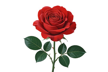 Vibrant red rose blooms elegantly, showcasing velvety petals and lush green foliage.
