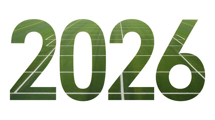 Bold green numbers "2026" with subtle horizontal lines, representing a future year and growth.
