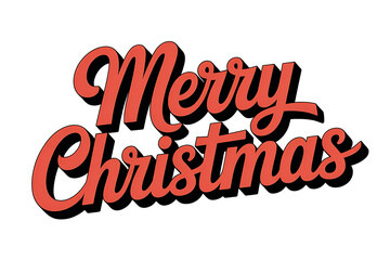 Festive script lettering spells "Merry Christmas" in red and black, evoking holiday cheer.
