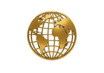Golden globe isolated on transparent background