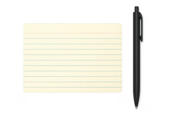 Index card and pen for writing notes and study