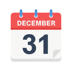Fototapeta premium December 31 Calendar Page Date Icon Vector Illustration