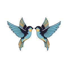 Symmetrical blue birds in flight graceful wing spread nature wildlife aerial freedom vector