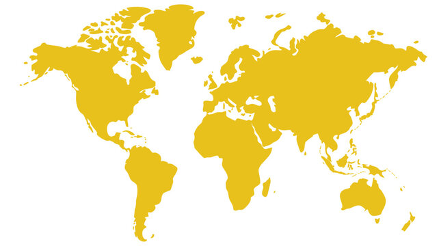 Detailed world map illustration flat vector design of continents isolated on white background for infographic and web design