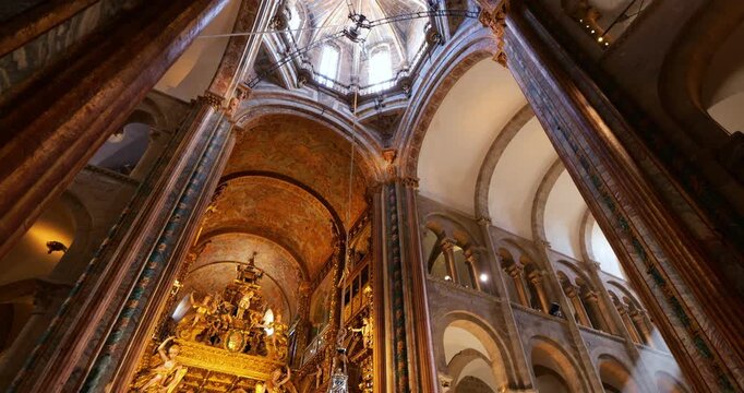 Santiago de Compostela. Interior of the cathedral, Spain.