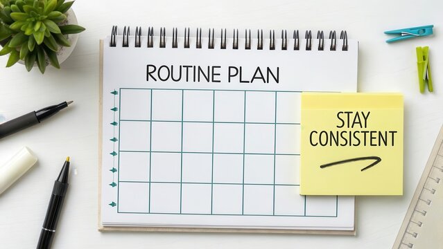 Organized Routine Plan with Sticky Note for Consistent Success
