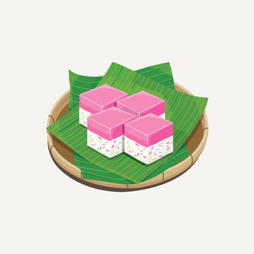 Vector illustration of Malaysia traditional dessert, Kuih Talam Caca